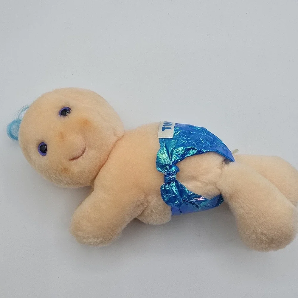 1980s Hallmark HUGGA BUNCH 8' Baby Tuggins with Blue Hair and Diaper Blue Eyes